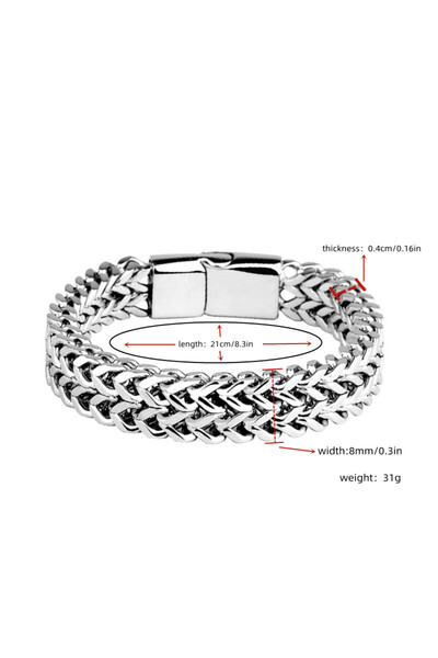 Choice 21cm Steel color Hip Hop Stainless Steel Front and Back Men's Simple B...
