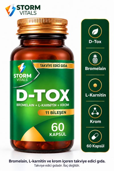 STORM VİTALS D-Tox Burner Bromelain Berberin Krom Yeşil Çay 60 Kapsül