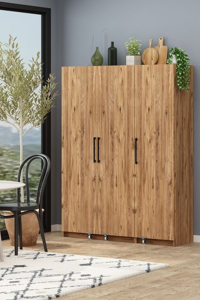 Avmpark Erzak Dolabı 180 Cm 3 Kapaklı Banyo Kiler Dolabı Çok Amaçlı Dolap Atl...