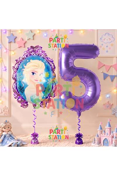 Parti Station بالون فروزن لعيد الميلاد بعمر 5 سنوات، مجموعة بالونات فروزن إلس...