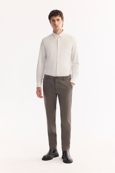 Avva Erkek Gri Haki Klasik Bel Soft Touch Chino Slim Fit Pantolon A52Y3019