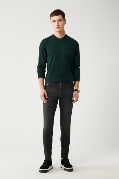 Avva Schwarze, gewaschene, flexible Rio-Jeanshose für Herren, A32y3511