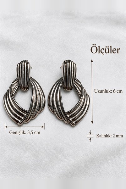 beus Kararmaz İç İçe Geçmeli Halka Küpe 316L Paslanmaz Çelik Gümüş Renk - Kadın