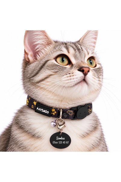 PATİMİO Gold Paws Ayarlanabilir, Güvenlik Kilitli Çıngıraklı Künye Hediyeli K...