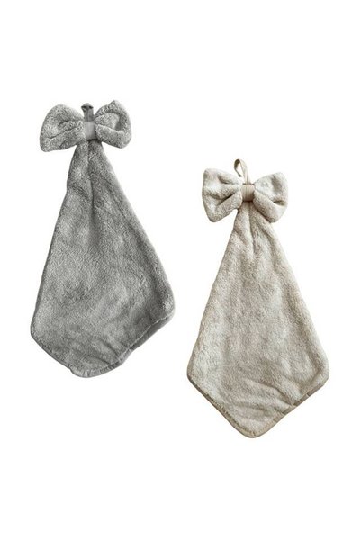 KESNUP Set de 2 prosoape de mână cu fundă Crem / Gri