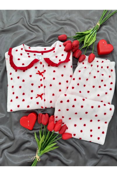 Lena Homewears Πιτζάμες βάφλας premium με μακρύ μανίκι, κουμπιά και γιακά με ...