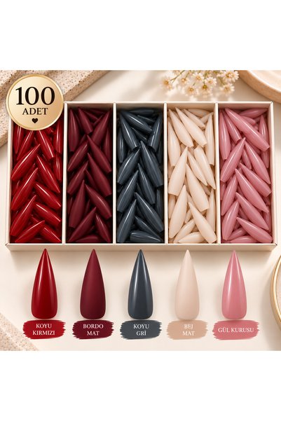 SYBELLE KOZMETİK 100 Adet Spring Stiletto Takma Tırnak