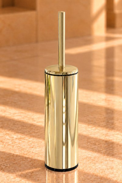Prima Nova Cigo Steel Toilet Brush - Gold & Black Interior