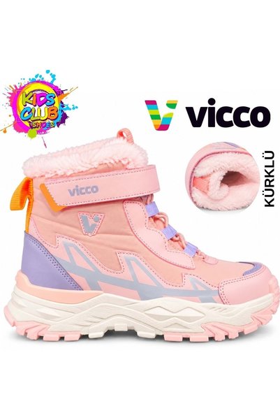 Vicco Saturn Kauçuk Taban Kürklü Ortopedik Çocuk Kar Botu PUDRA