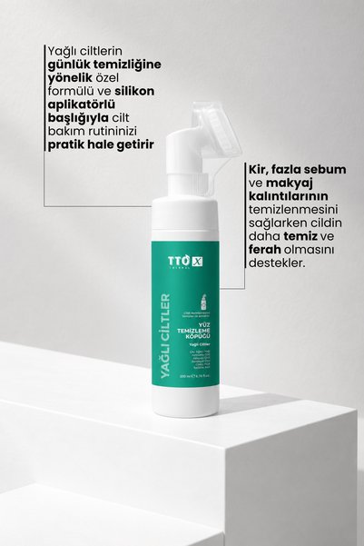 TTO Yüz Temizleme Köpüğü Arındırıcı 200 ml Çay Ağacı Yağlı X Aplikatörlü Yağlı Ciltler