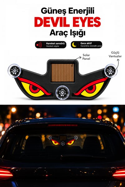 mimtec Solar Devil Eyes Cam Işığı - Vantuzlu Güneş Enerjili Hareket Sensörlü ...