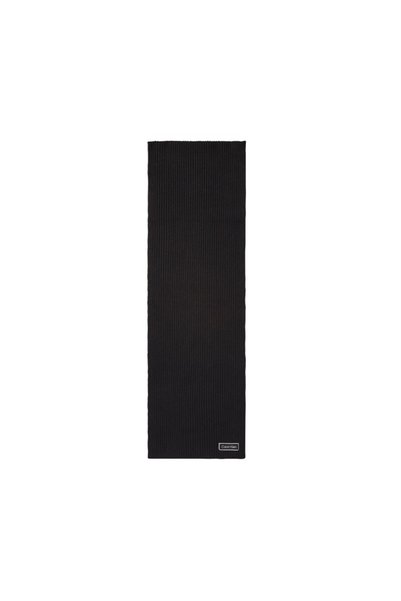 Calvin Klein LV04F8107G Pletená šála s robustním žebrováním a nášivkami, černá