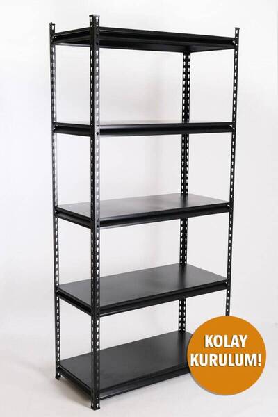 Rafiste 5 Katlı Hafif Yük Raf Ünitesi Siyah 45x93