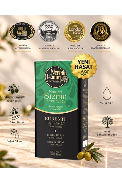 Nermin Hanım Zeytinliği Ayvalık Edremit Erken Hasat Soğuk Sıkım Naturel Sızma...