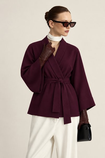 Glowear Atelier Mürdüm Kuşaklı Kimono