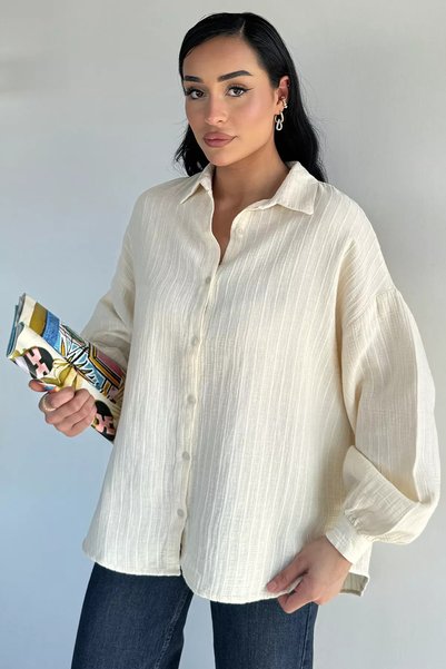 TOZLU Women's Patterned Oversize Shirt