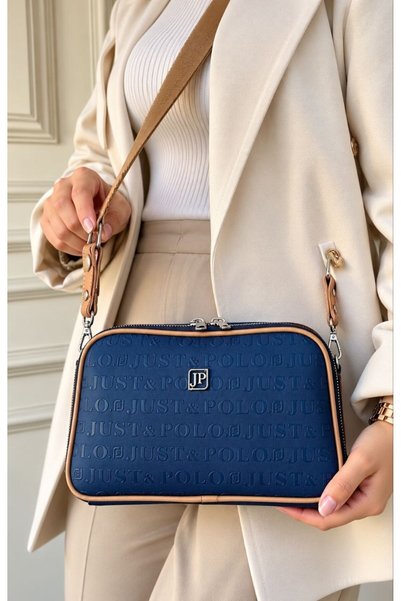 Just Polo Justpolo Women's Stone Color 5 Compartment Adjustable Shoulder and Crossbody Bag Messenger Bag