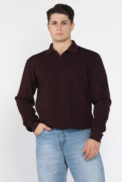 TOZLU سترة تريكو للرجال بياقة قميص