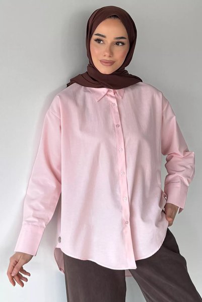 TOZLU قميص بتفاصيل أزرار جانبية للنساء المحجبات