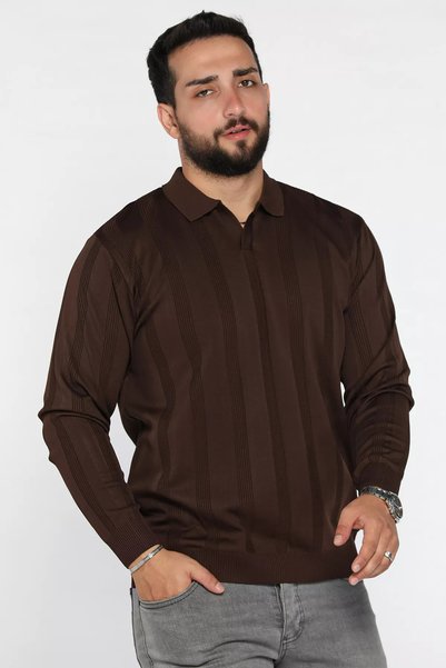 TOZLU Polo Neck Patterned Men's Knitwear Sweater