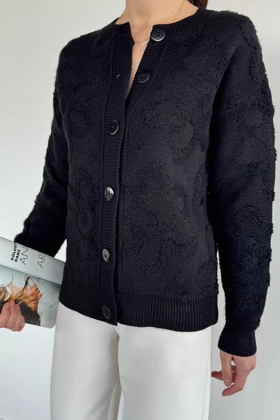 TOZLU Floral Patterned Knitwear Jacket (Available in S, M, L, XL)