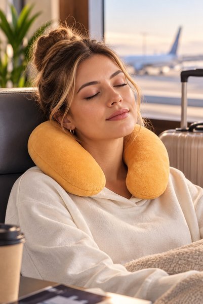 Özgüner Oyuncak Soft Plush Travel Neck Pillow for Airplane, Car and Office Use