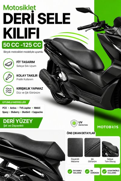 Motobros غطاء مقعد دراجة نارية من الجلد، غطاء مقعد المحرك، مناسب لـ Honda PCX...