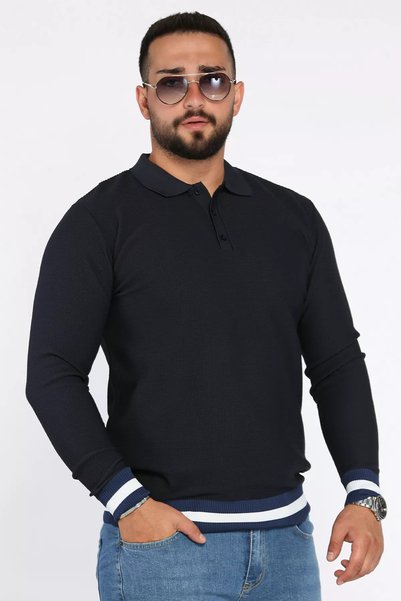 TOZLU Polo Neck Buttoned Men's Knitwear Sweater