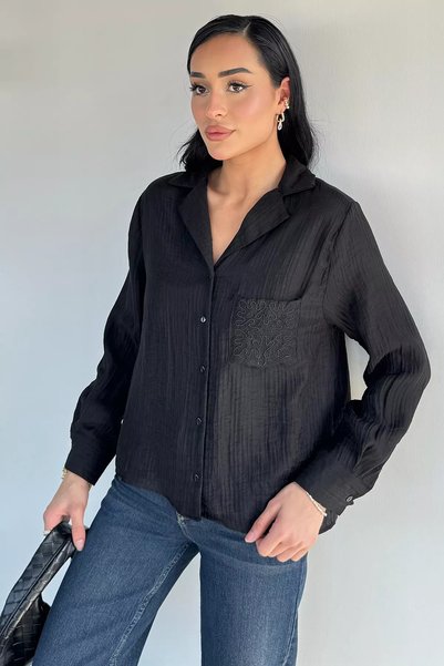 TOZLU Kadın Cepli Oversize Gömlek