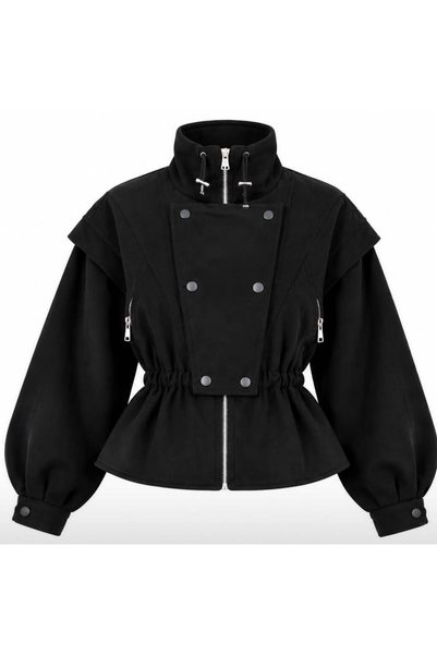 eva clothing معطف كشمير من الصوف الأسود للنساء 1234605 إيفا-1