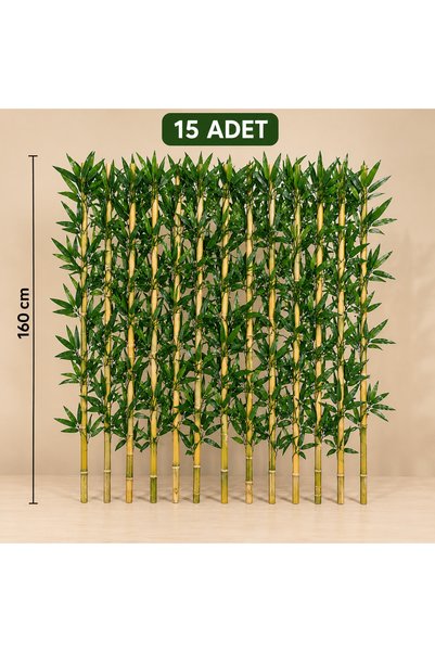 ERHAN FLOWERS 160 cm Yapay Bambu 15 Adet Islak Doku 1. Kalite Yeşil Yapraklı ...