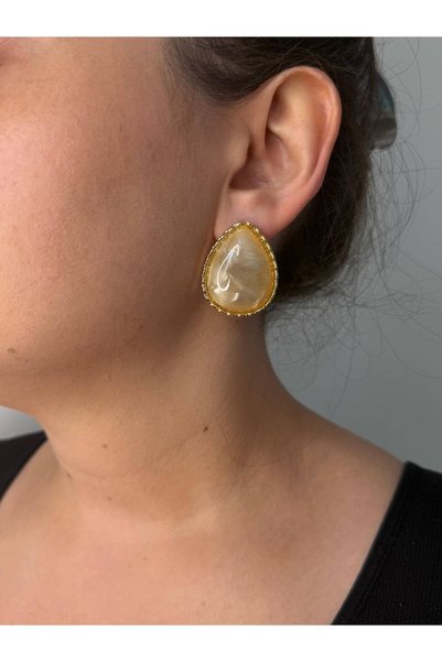 GAMBU Lookalike Drop Resin Design Women's Earrings - Cream