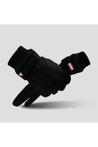 Choice black Suede Cycling Gloves for Men Winter Thick Gloves Hiking Polyeste...