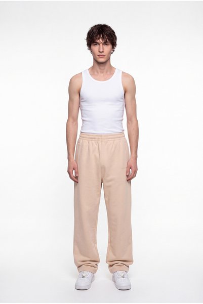 Machinist Erkek Basic Diagonal Baggy Eşofman Altı Açık Bej