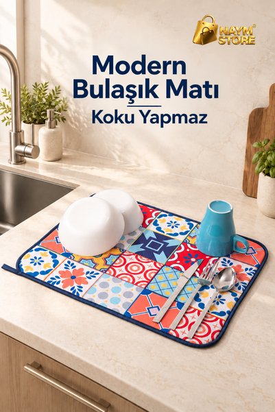 Naym Store Modern Bulaşık Matı Bulaşık Kurutma Örtüsü 45x36cm Katlanabilir Bu...