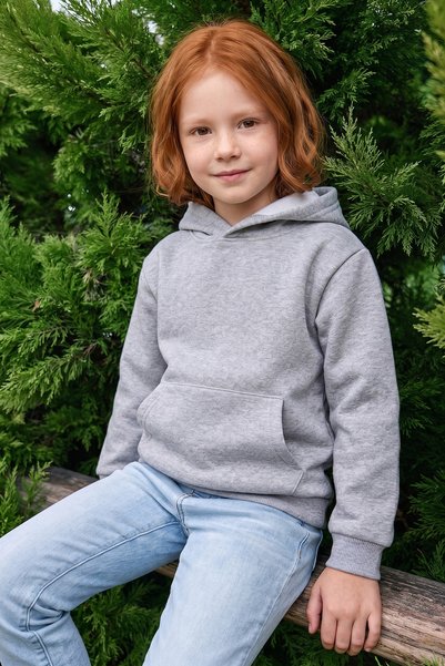 Fulla Moda 3 Thread Kangaroo Pocket Hooded Unisex Kids Sweatshirt