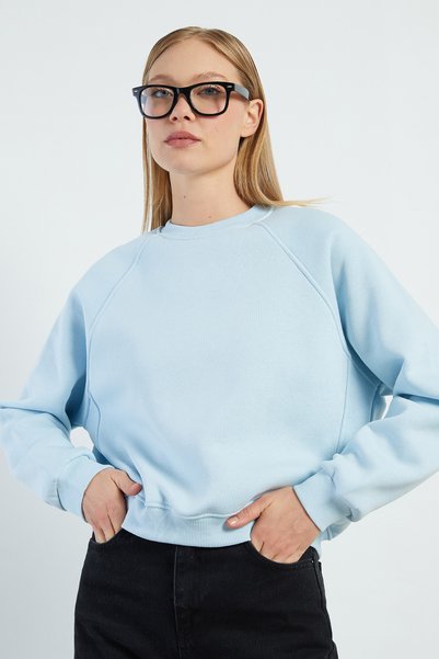 Fulla Moda Φούτερ με λαιμόκοψη 3 Thread Basic Oversize