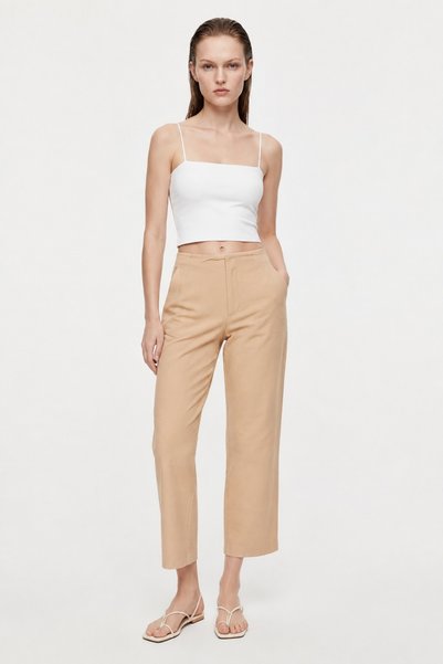 HAKKE High waist double pleated fabric trousers