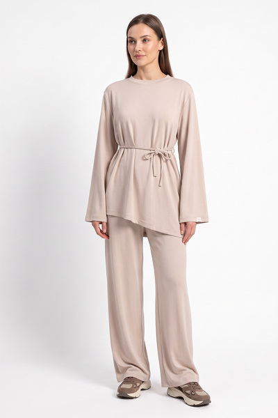 zenne Asymmetrical Modal Suit 26173 - Beige