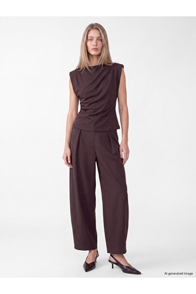 LC Waikiki Sparkling Choices from Shining Store High Waist Wide Leg Women's P...