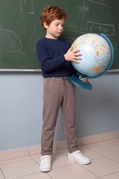 Fulla Moda Double Leg Boy's Trousers with Tie Waist