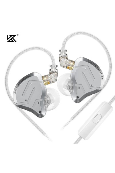 Choice5 Silver with mic KZ ZSN Pro 2 Hybrid Drive 1BA+1DD in Ear Metal Earpho...