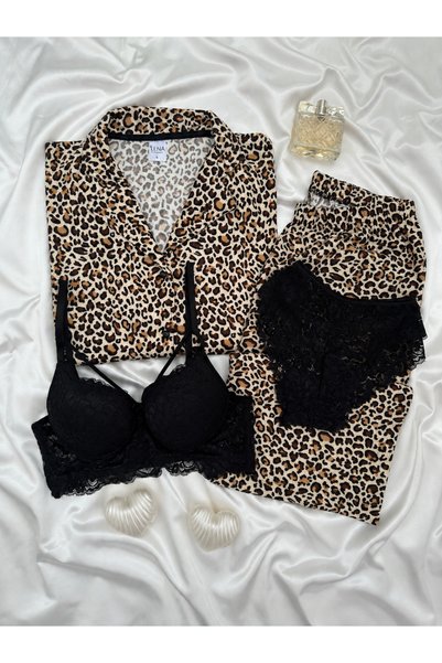 Lena Homewears Γυναικείο Σετ Πιτζάμες Termosoft με Σχέδια, 4 τεμαχίων, με Σου...