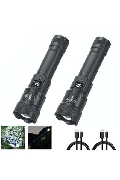 Choice S384-A 2PCS 6000000LM LED Flashlight Rechargeable High Power Military ...