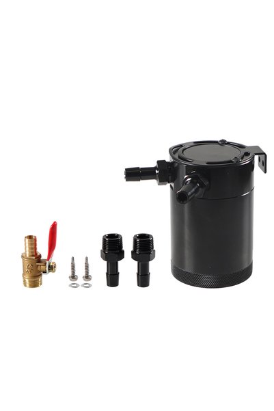 Choice1 black Aluminum Oil Catch Can Baffled 2-Port Oil Catch Tank Kit With D...