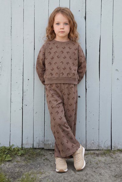 Fulla Moda Ribbon Printed Girls' 2-Piece Set
