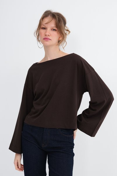 Addax Kayık Neck Long Sleeve Basic T-Shirt B06046