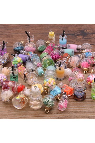 Choice Mix 10Pcs 8-30 Styles Mix Glass Bottles Milk Tea Cup Ball Earring Char...