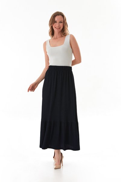Fulla Moda Bürümcük Fabric Elastic Waist Skirt