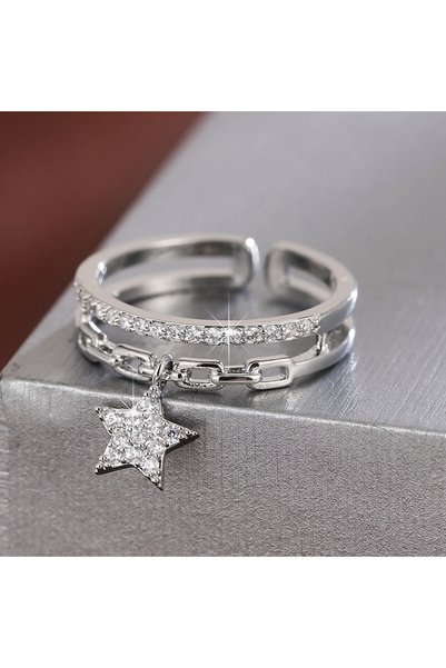 Choice resizable silvery white Exquisite Double-layer Design Women's Opening ...
